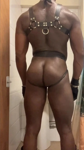 Filthy Black Bodybuilder Leather & Latex XXL Butt Show Teaser