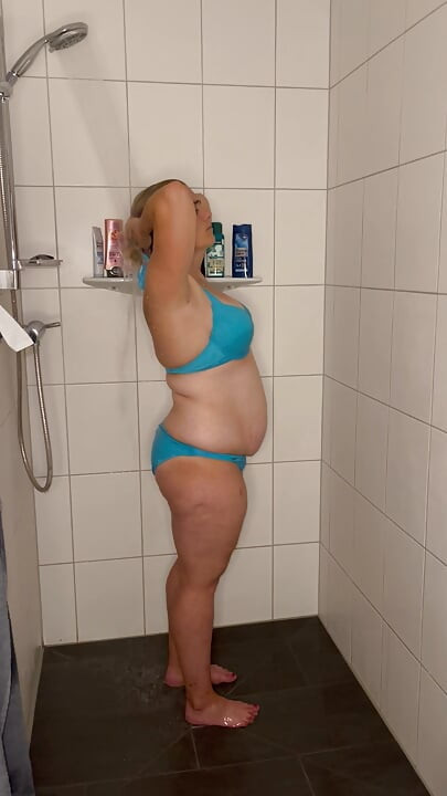 I shave and get it under the hot shower, watch and get as horny as I do