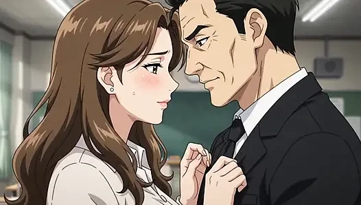 Kepala sekolah merayu guru dan menidurinya di hentai kantor