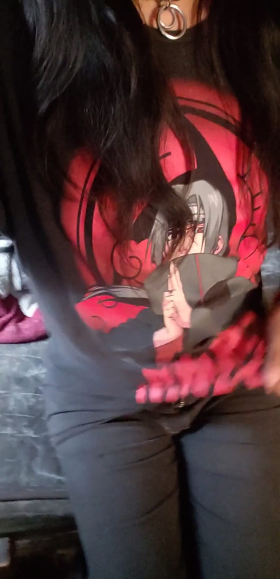 Yumiko Trans Wearing Her Favorite Itachi Anime Shirt