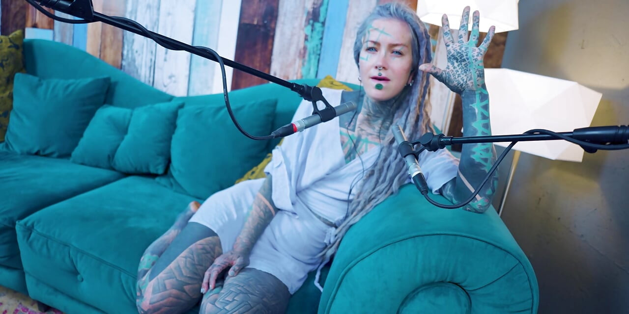 I talk about K - Kindness - ASMR podcast SFW talking goth skinny girl dreadlocks tattoo model inked girl