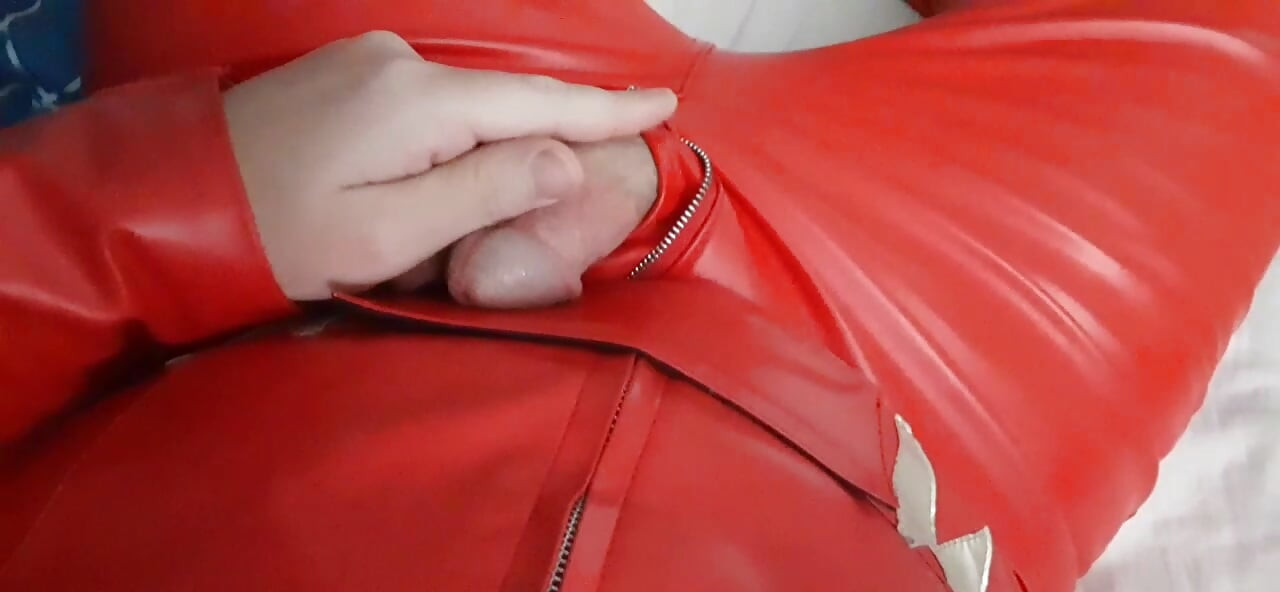 Cum on Roommate's cosplay leather costume