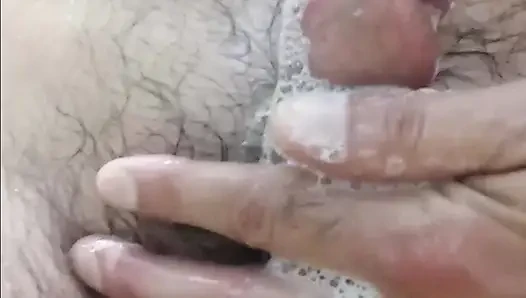 Hairy big in soap, very close!