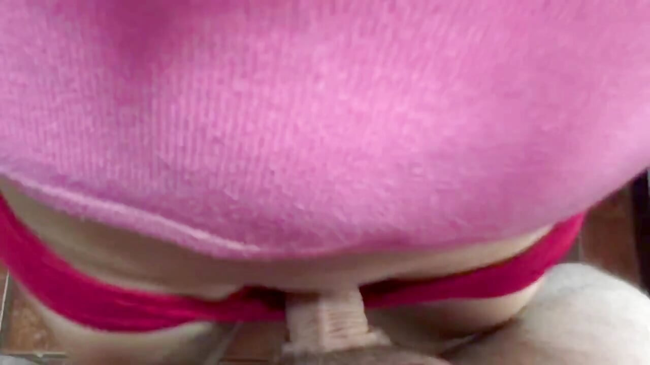 Hot POV sex without penetration. Rubbing my GF shaved pussy and clit with my cock and cum in her red cotton panties.