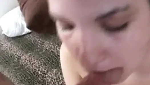 Sexy Brunette Works the Shaft