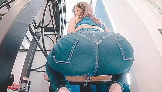 The girl tore her jeans and...