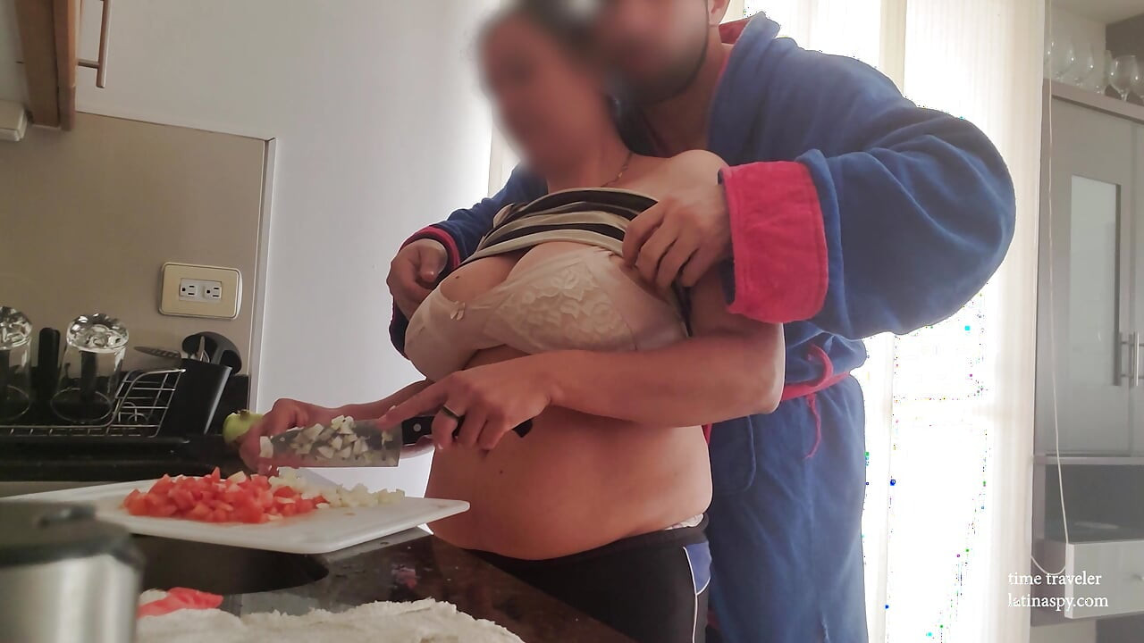 mature Rosita mom with huge natural breast gets grabbed in the kitchen long film