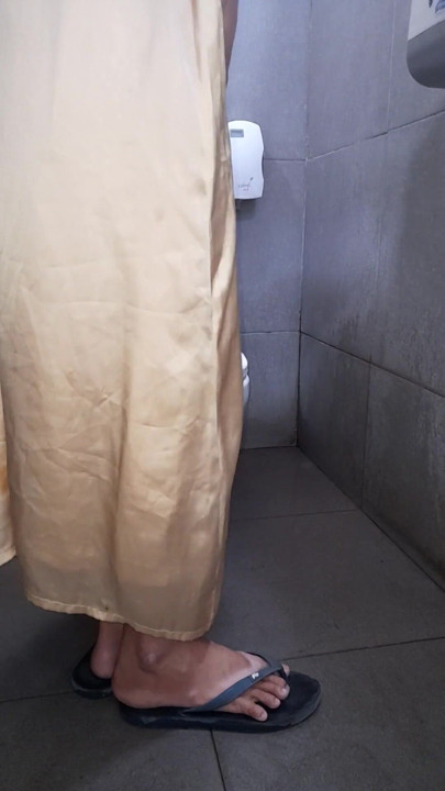 Satin Gold Long Dress Masturbation Cum | Clip 1