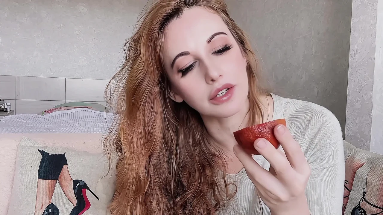Yummy Orange Suck - Playful Tongue Tricks & Juicy Mess!