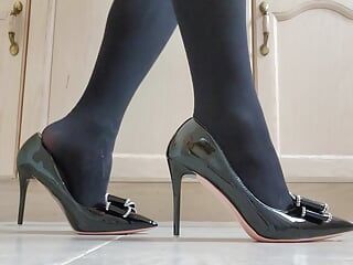 Smelling and Cumming on my Patent Bow High Heels - Part 1