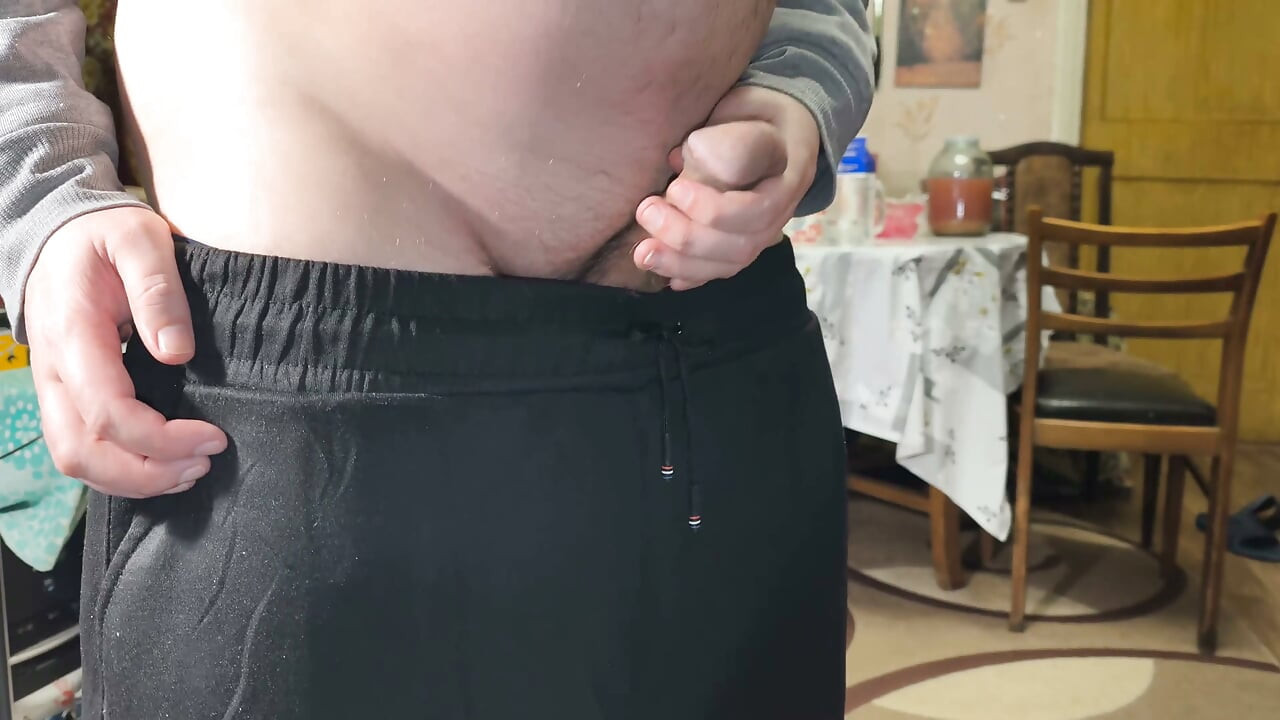 Intense Kneeling Handjob Clothes Thrown Everywhere