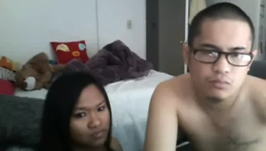 asian couple having fun together