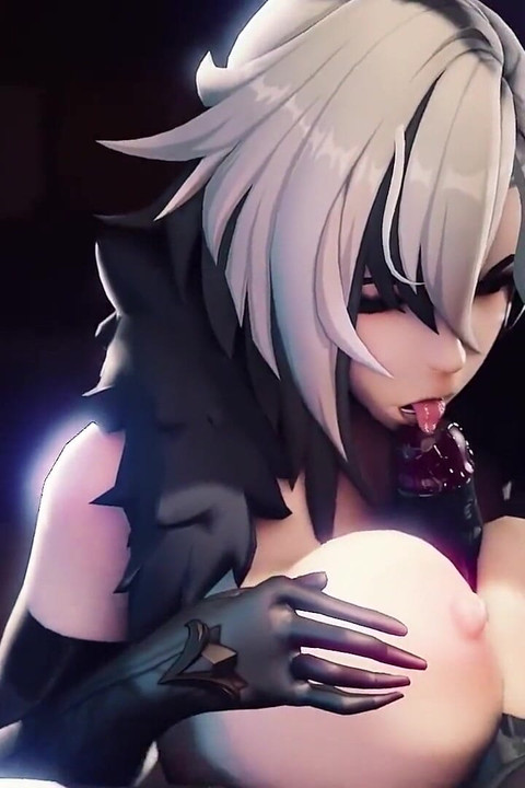 アルレッキーノが巨大な胸で大きなヒルチャールのチンポを抱く パイズリ3Dアニメーション 原神