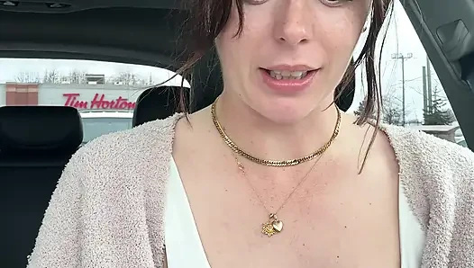 Cumming in a Tim Hortons Drive Thru!