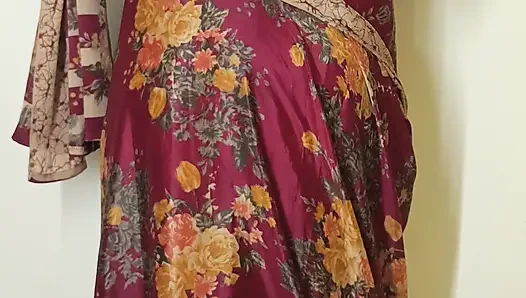 Red color saree cheating Housewife 1