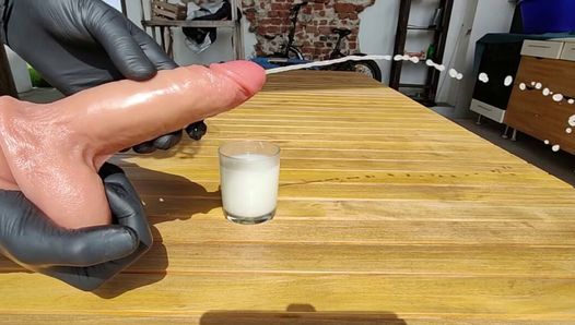This dildo will cum like a cannon if you squeeze its balls