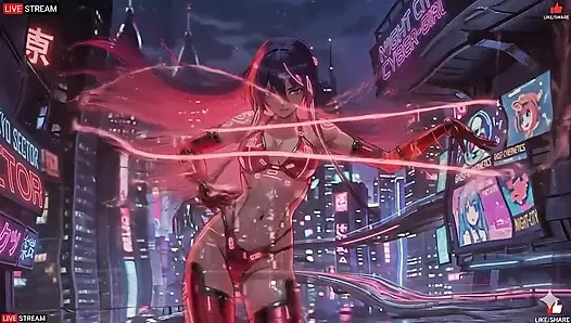 Чувственная девушка из киберпанка в панк-стиле - несколько горячих сцен