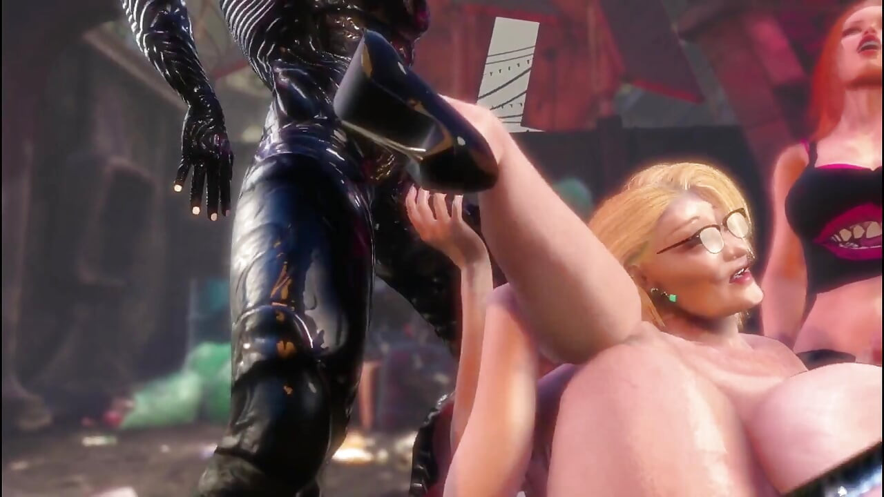 Cyberpunk Shemale and Old 80 Yo Old Woman with Big Boobs