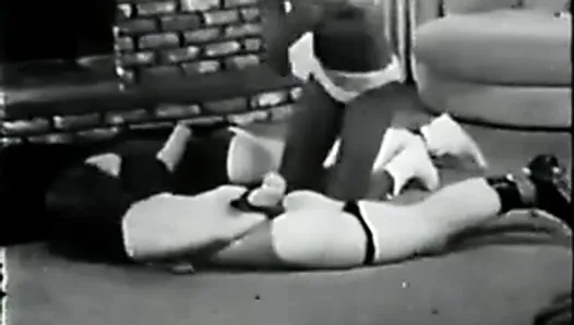 Vintage Black mistress spanking two white girls