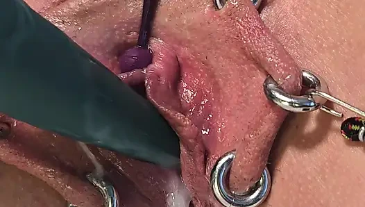 Dripping creampie orgasm of my pierced pussy