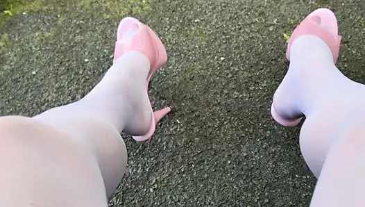 Crossdresser kellycd2022 in my white mesh dress stockings and heels