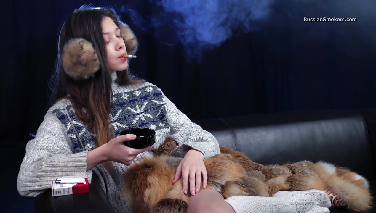 Seductive Russian Dream Smoking Cigarette Outdoor Escape