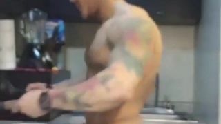 Sexy porn star making food and dancing