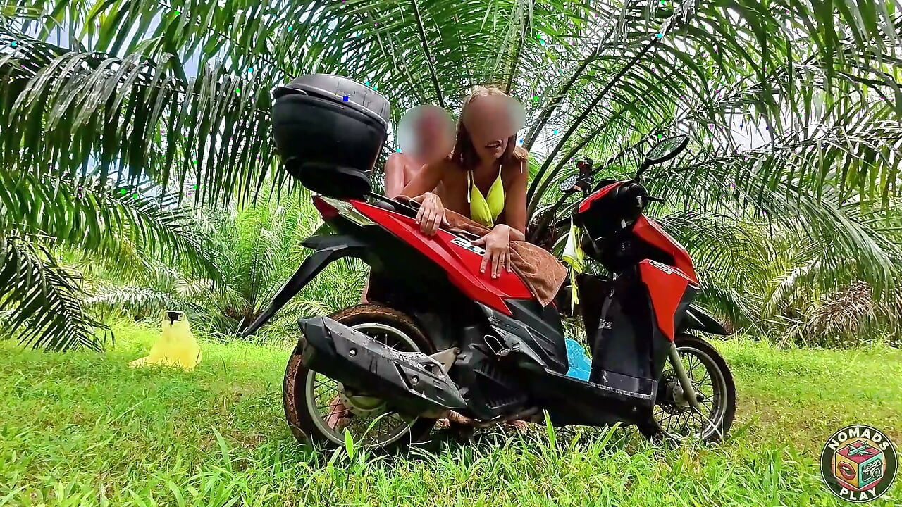 Tropical Jungle Rainstorm Sex on a Scooter - Outdoor Nature Fuck in the Rain