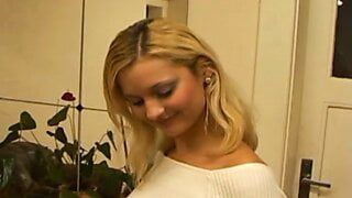 Sexy blonde with deep throat licks and sucks cock