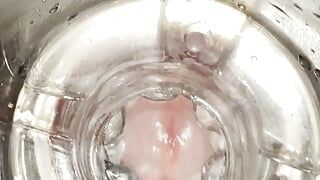 POV inside view closeup creampie cock fucks fake pussy