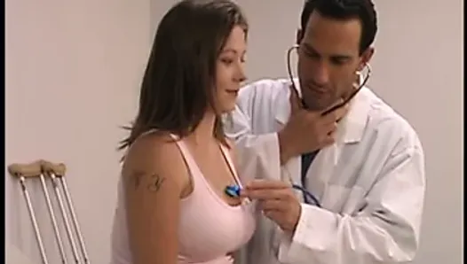 Pregnant brunette sucks hunky OB-GYN