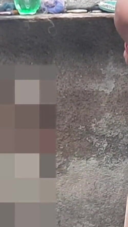 The elder sister-in-law's elder sister is home in the village, she is taking a bath in the bathroom, opening the red color underwear, the sister is taking a bath of the elder sister-in-law. | Clip 1