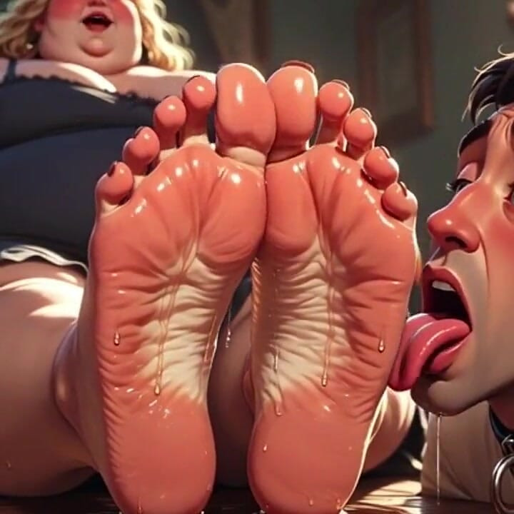 Submissive Men Licking Sweaty Feet of Fat SSBBW - Compilation