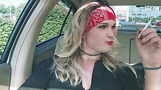 Kylie Babes Smoking Fetish Car Play