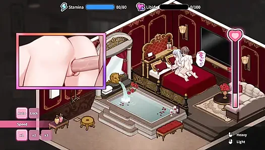 Хентай игра - секс замужней женщины шаловливой с большими сиськами - аморальная баня