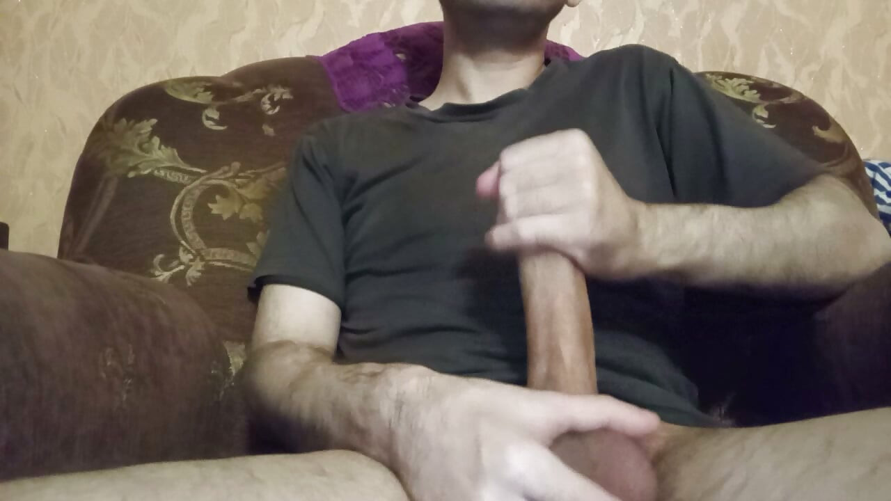Hot Horny Guy Pumping Big Cock and and Squeezes the Juicy Balls