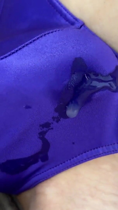 Iconic moment from "Lots Precum and Cum in Purple Thong"
