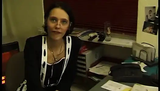 Spex brunette sucking cock and getting doggystyled in pov