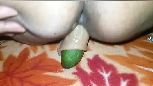 Savita Bhabhi was fucked by putting silicone cucumber in her pussy.
