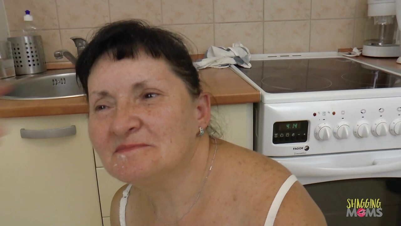 The bbw milf in the kitchen was very eager to be ass licking his booty