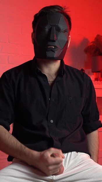 Spectacular moment from "Masked handsome man Noel Dero watches kinky porn and jerks off. Loud moans and orgasm of a young guy."