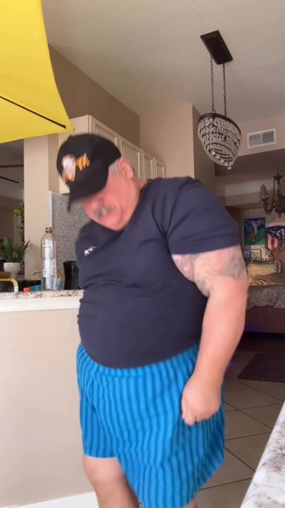 Silly fat dancing bear with huge fupa
