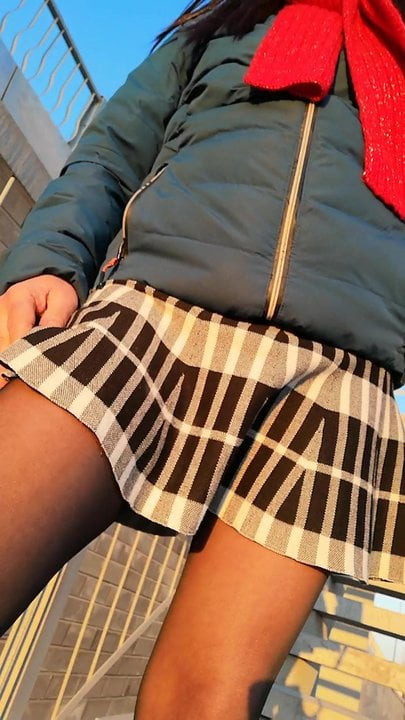 Russian crossdresser Anna walking near road