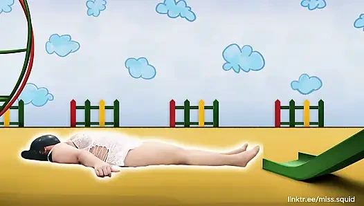 Fräulein squid-Übungen in weißen dessous