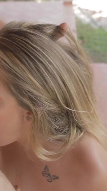 Powerful moment from "Sara Blonde sucking a big dick and getting cum in hair"