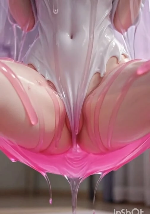 Blondes Mädchen umgeben von pinkem Schleim