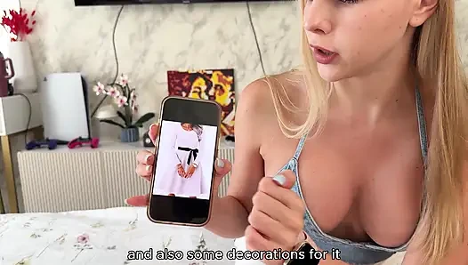 Stepdaughter Works off Her September 1st Shopping with Her Tight Pussy