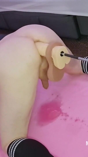 Emotional moment from "Limp dick DILF Mike ass fucked and squirting with huge dildo on the fucking machine"