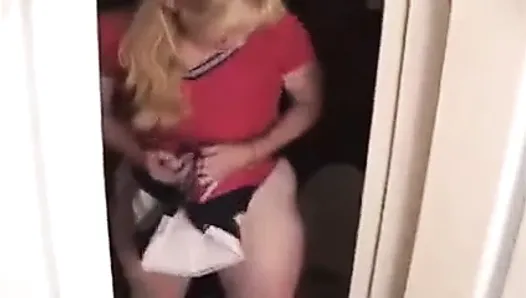 Blonde wife pee and wipe
