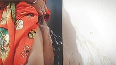 Solo Sangeeta gets hot pissing on the wall with Telugu audio